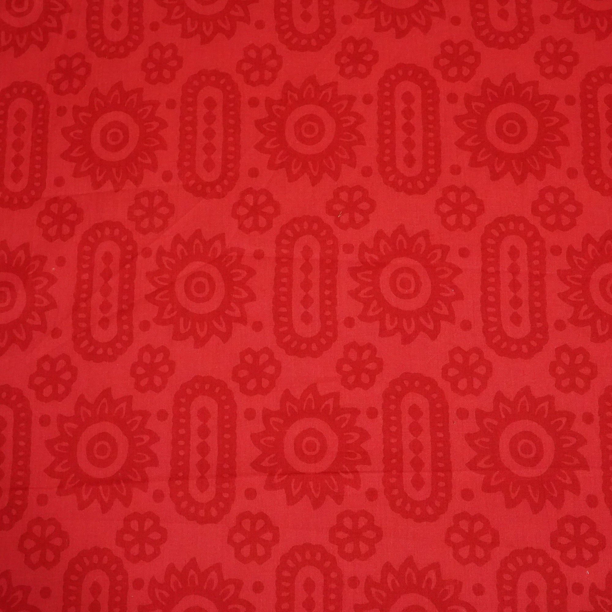 Red Floral Print Cotton Fabric MFL-23689
