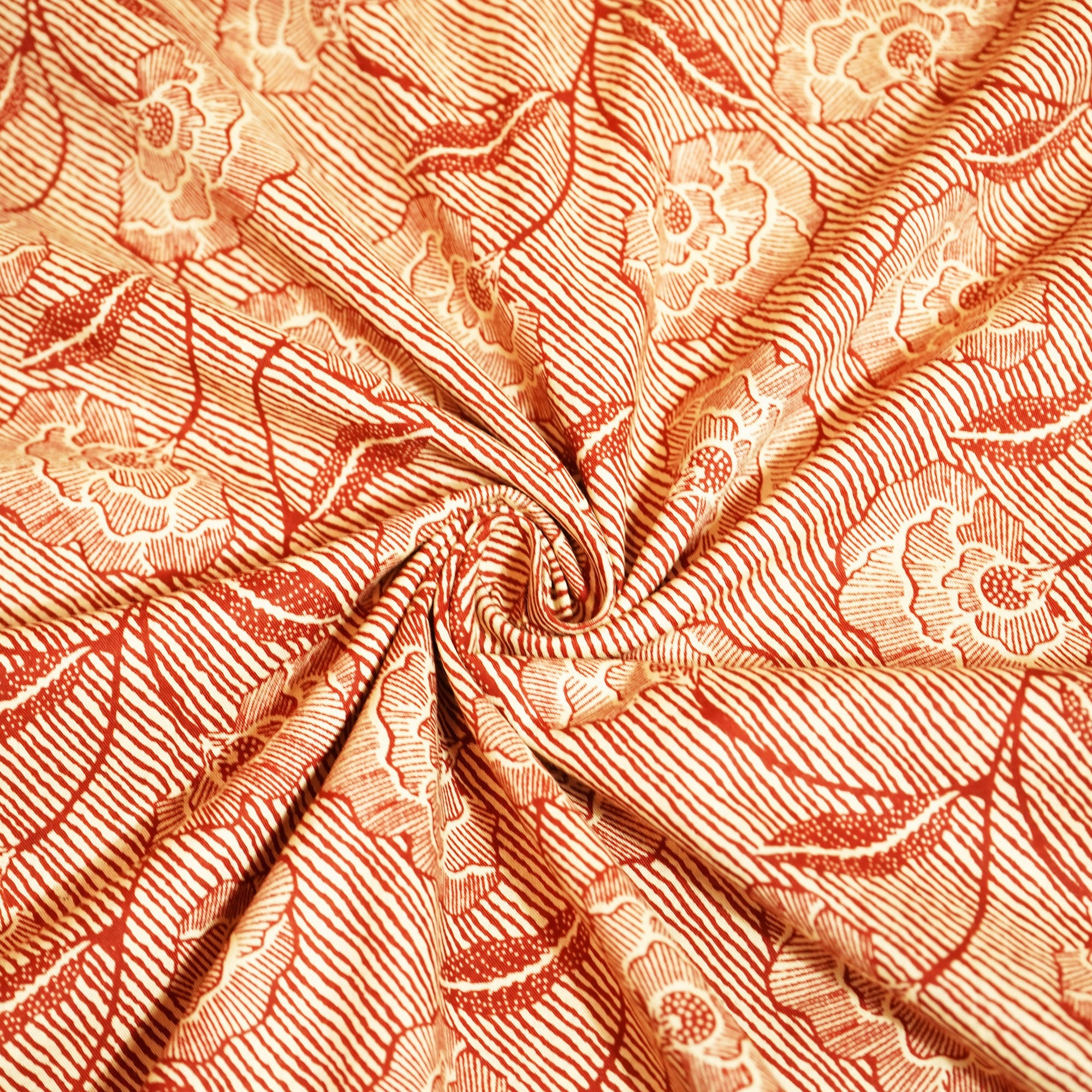 Red Floral Print Cotton Fabric MFL-23692