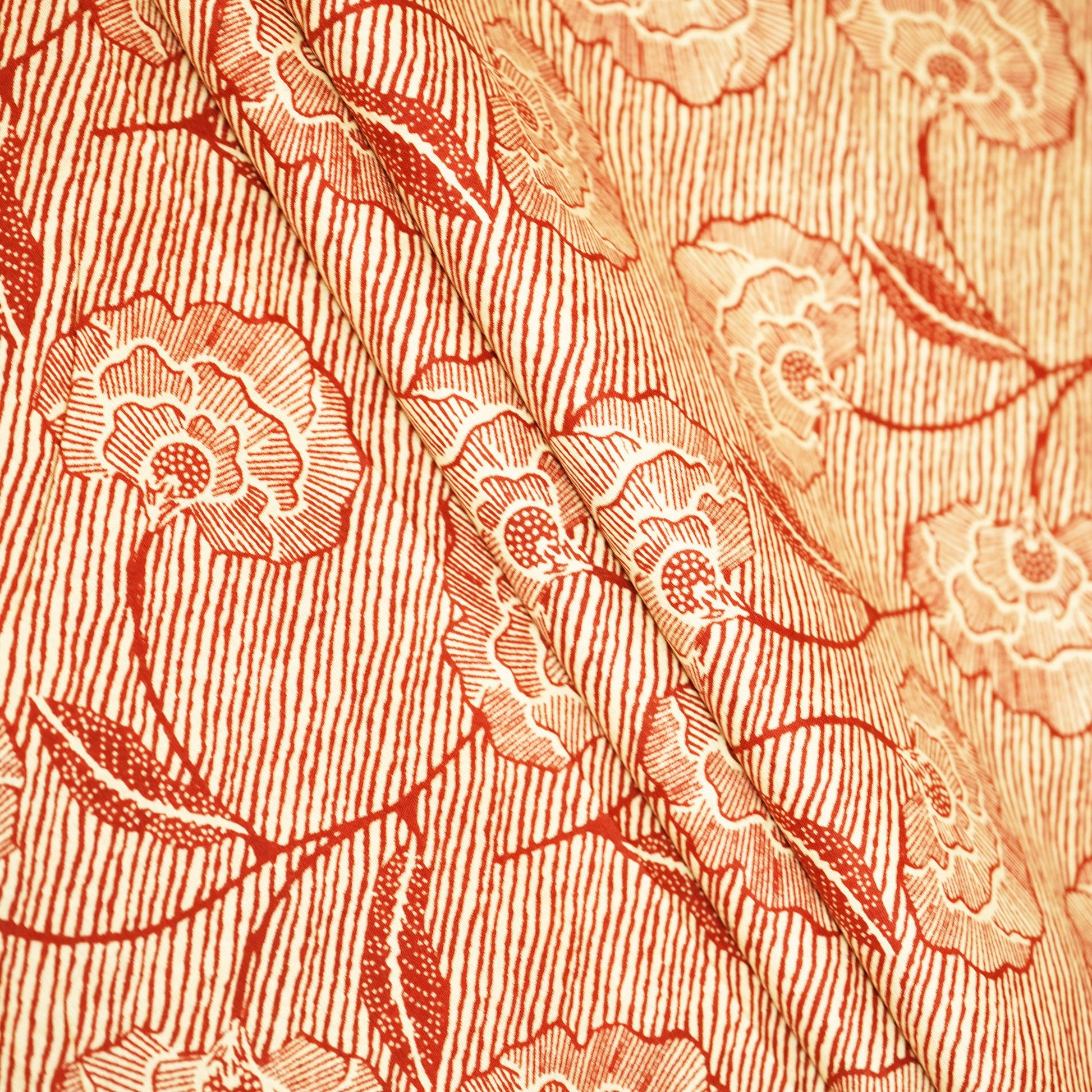 Red Floral Print Cotton Fabric MFL-23692