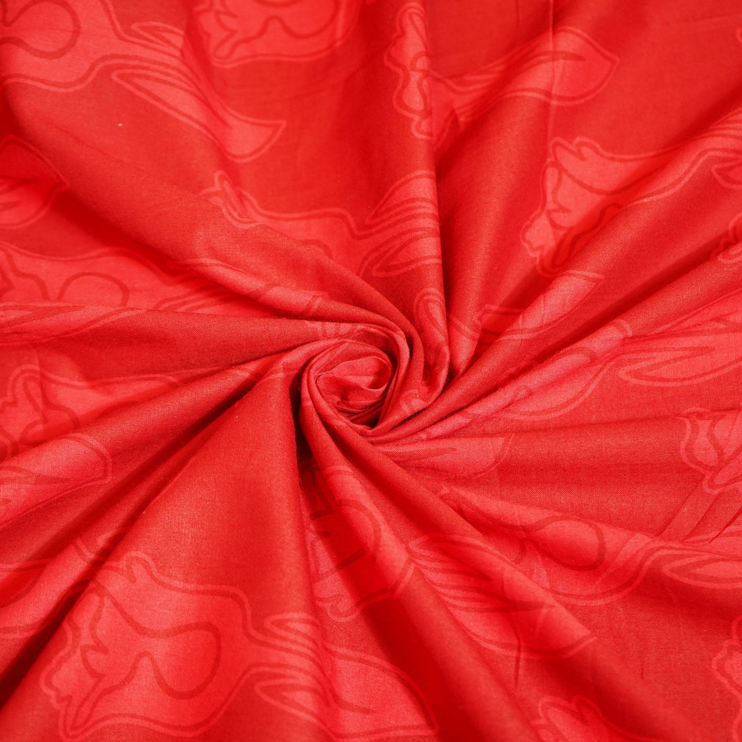 Red Floral Print Cotton Fabric MFL-23694
