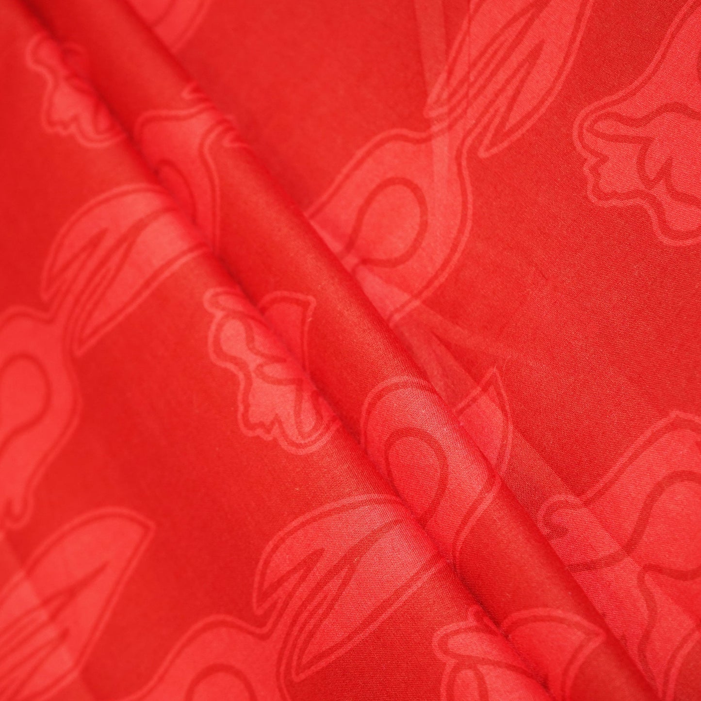 Red Floral Print Cotton Fabric MFL-23694