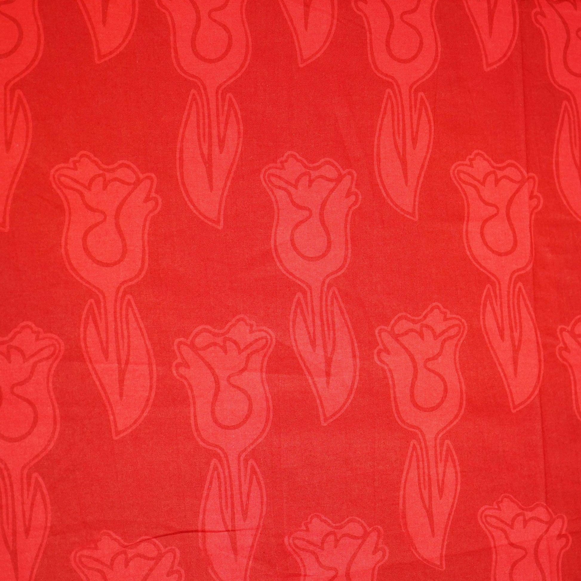 Red Floral Print Cotton Fabric MFL-23694