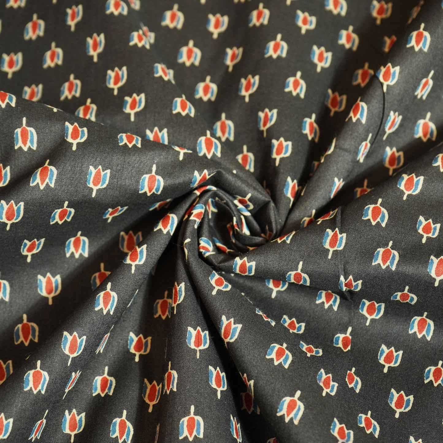 Black Ajrakh Print Cotton Fabric MFL-23696