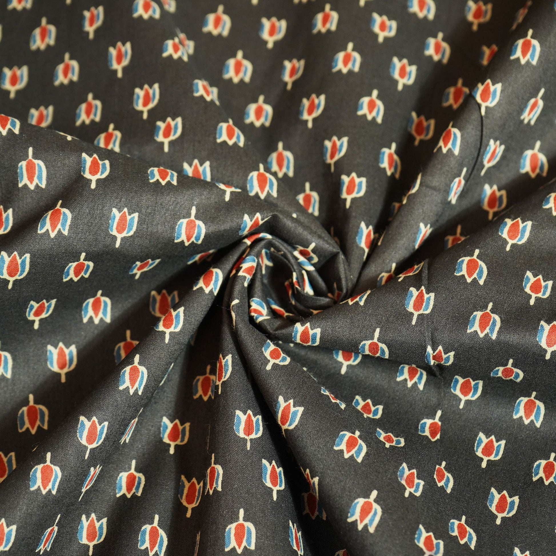 Black Ajrakh Print Cotton Fabric MFL-23696