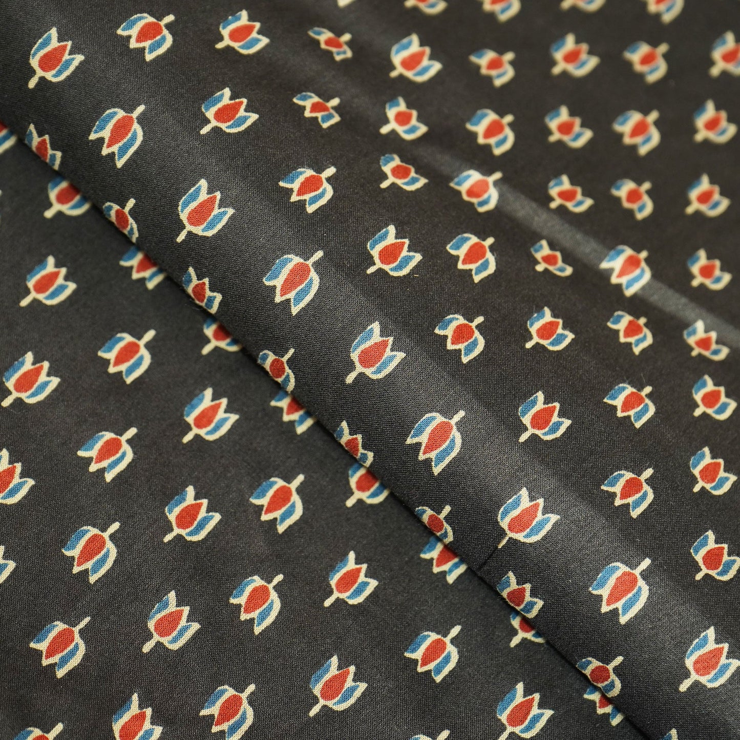 Black Ajrakh Print Cotton Fabric MFL-23696