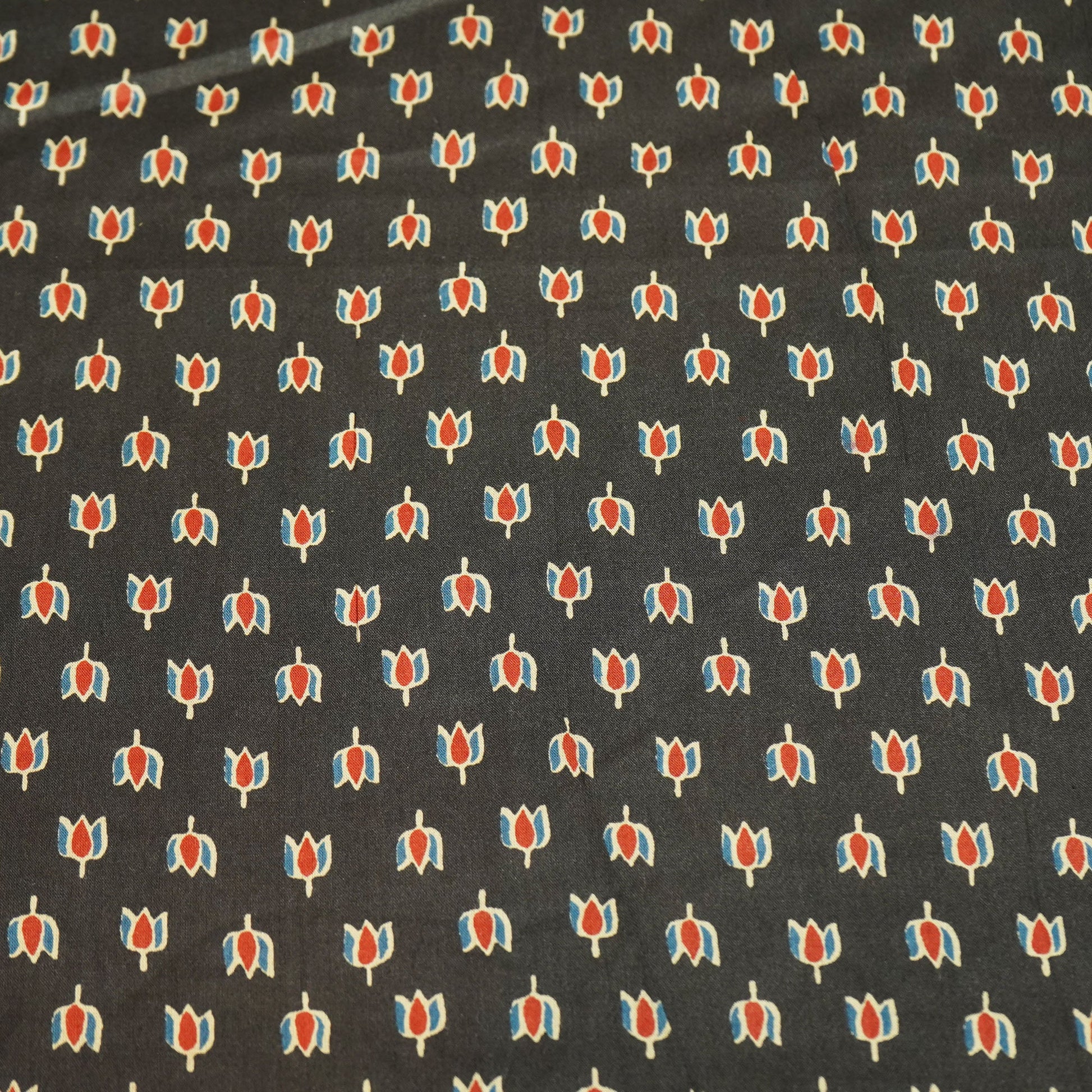 Black Ajrakh Print Cotton Fabric MFL-23696