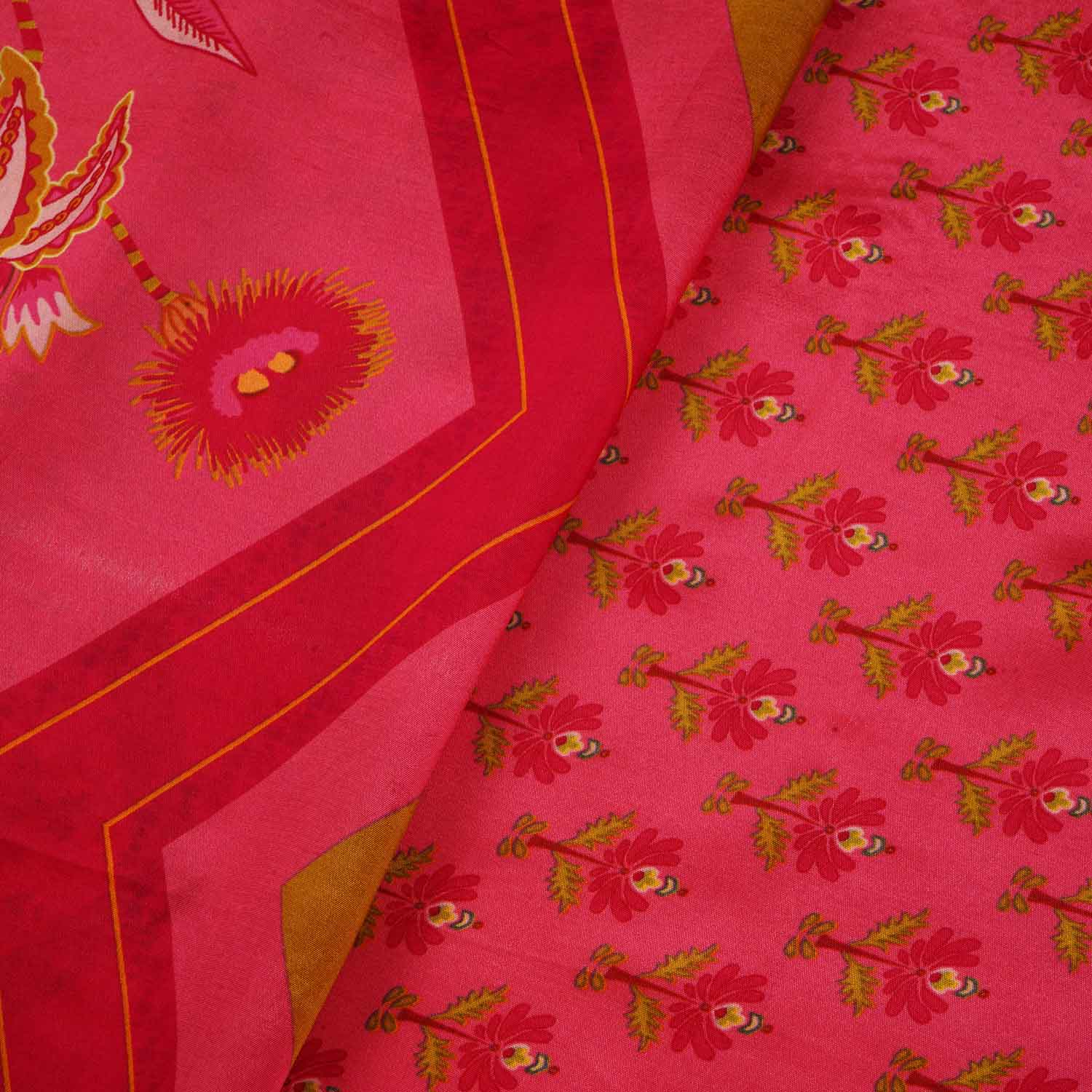 Pink Floral Print Crepe Fabric MT-28237 - TradeUNO
