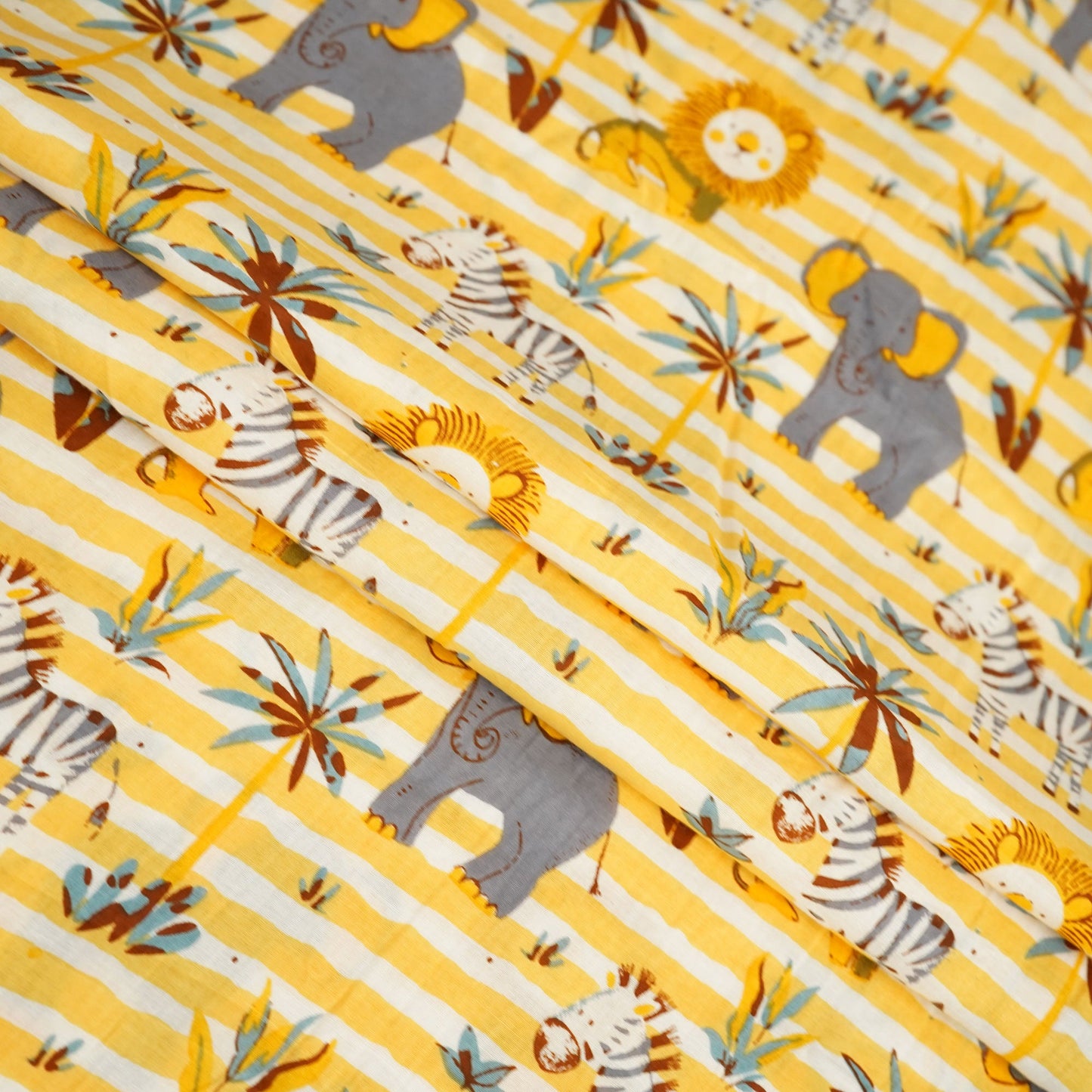 Yellow Kids Print Cotton Fabric MFL-23702
