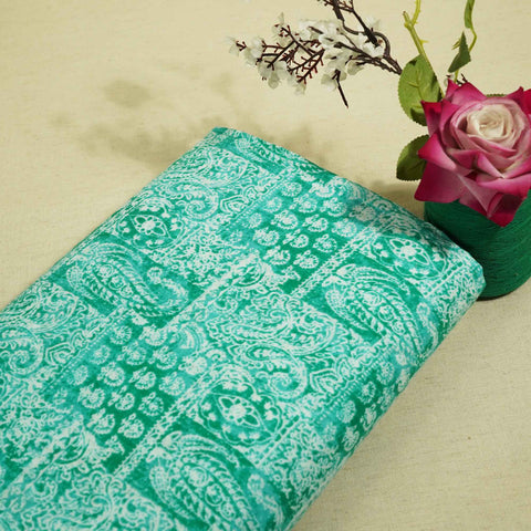 Sea Green Paisley Print Cotton Fabric MFL-23705