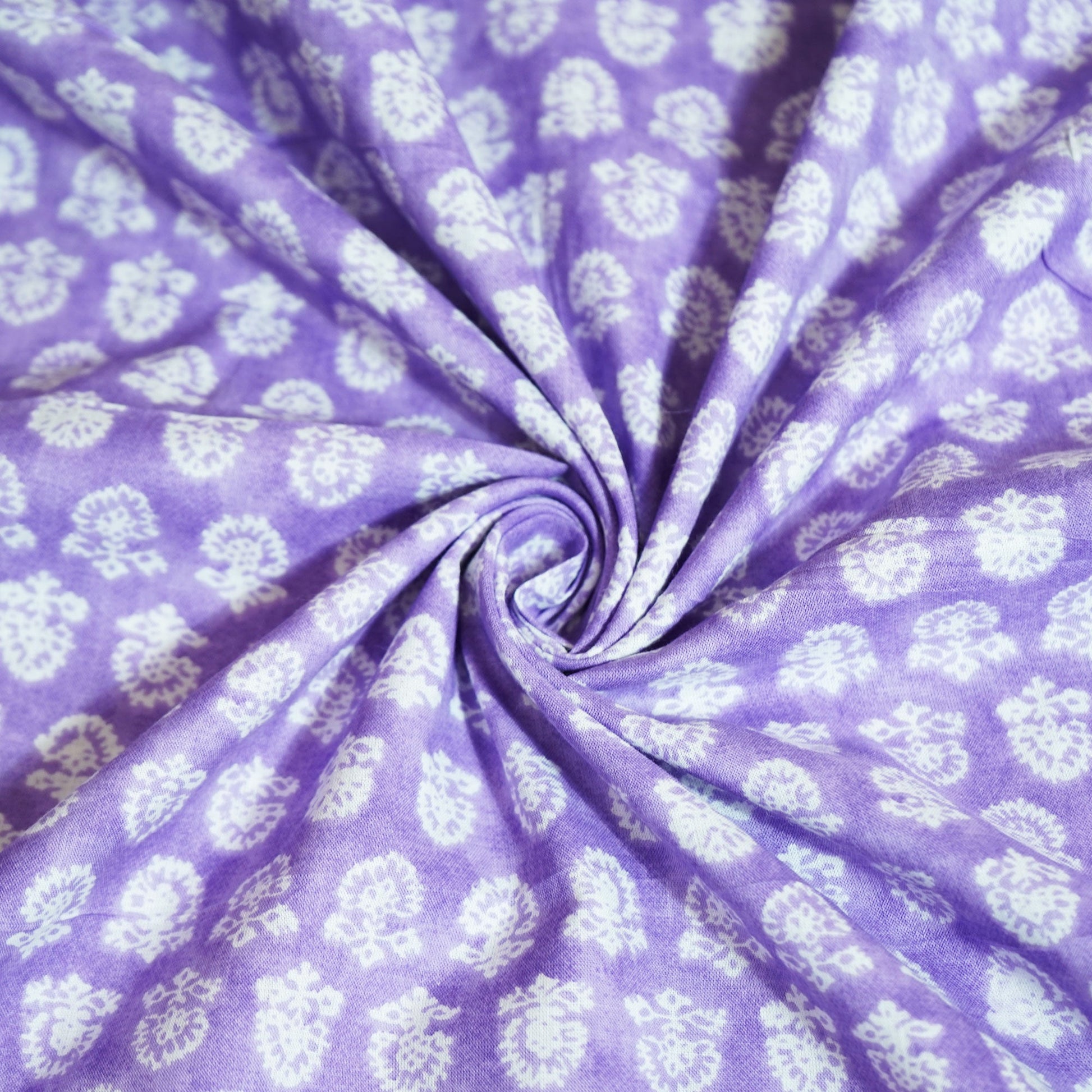 Purple Floral Print Cotton Fabric MFL-23707