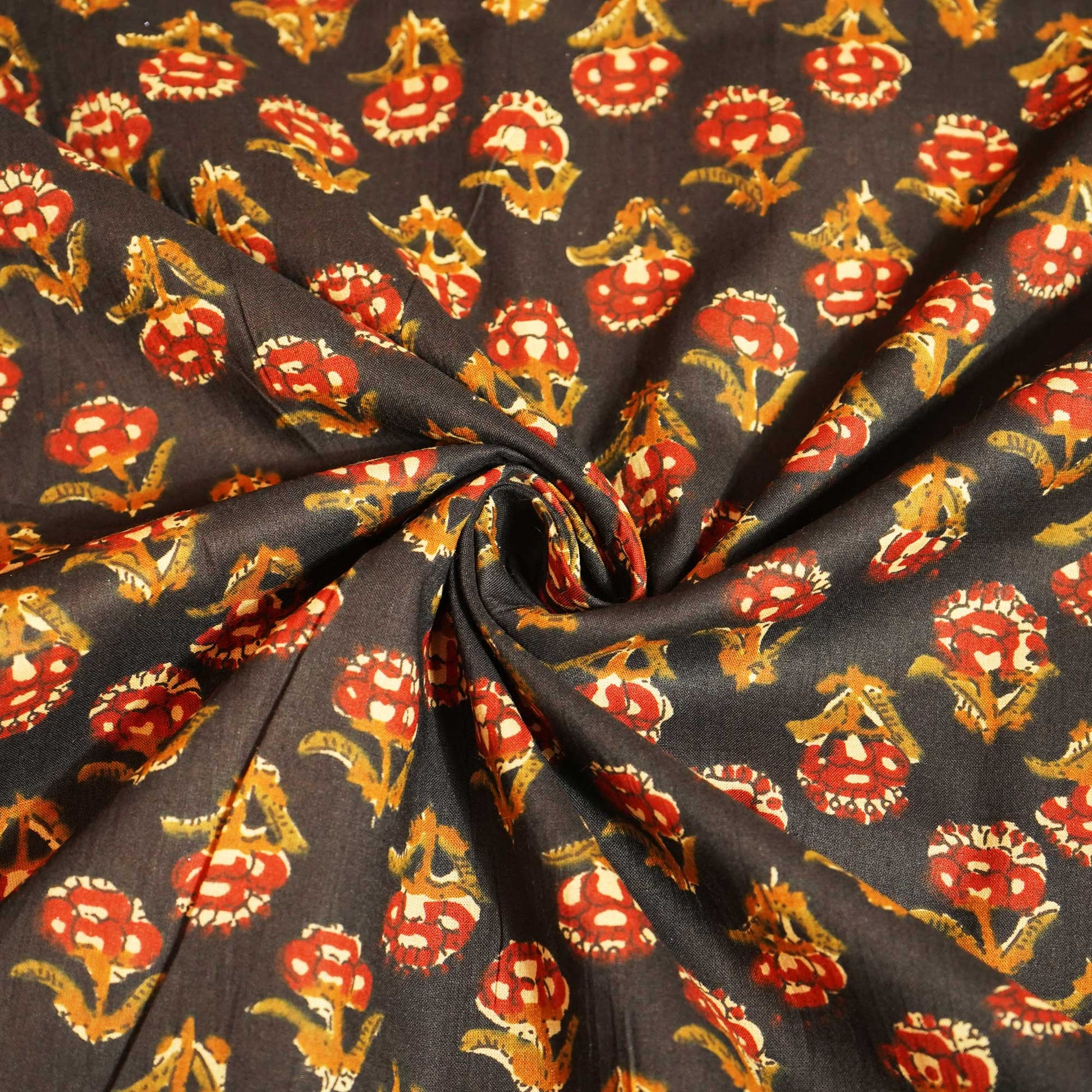 Black Ajrakh Print Cotton Fabric MFL-23715