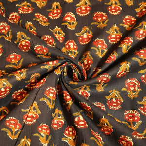 Black Ajrakh Print Cotton Fabric MFL-23715