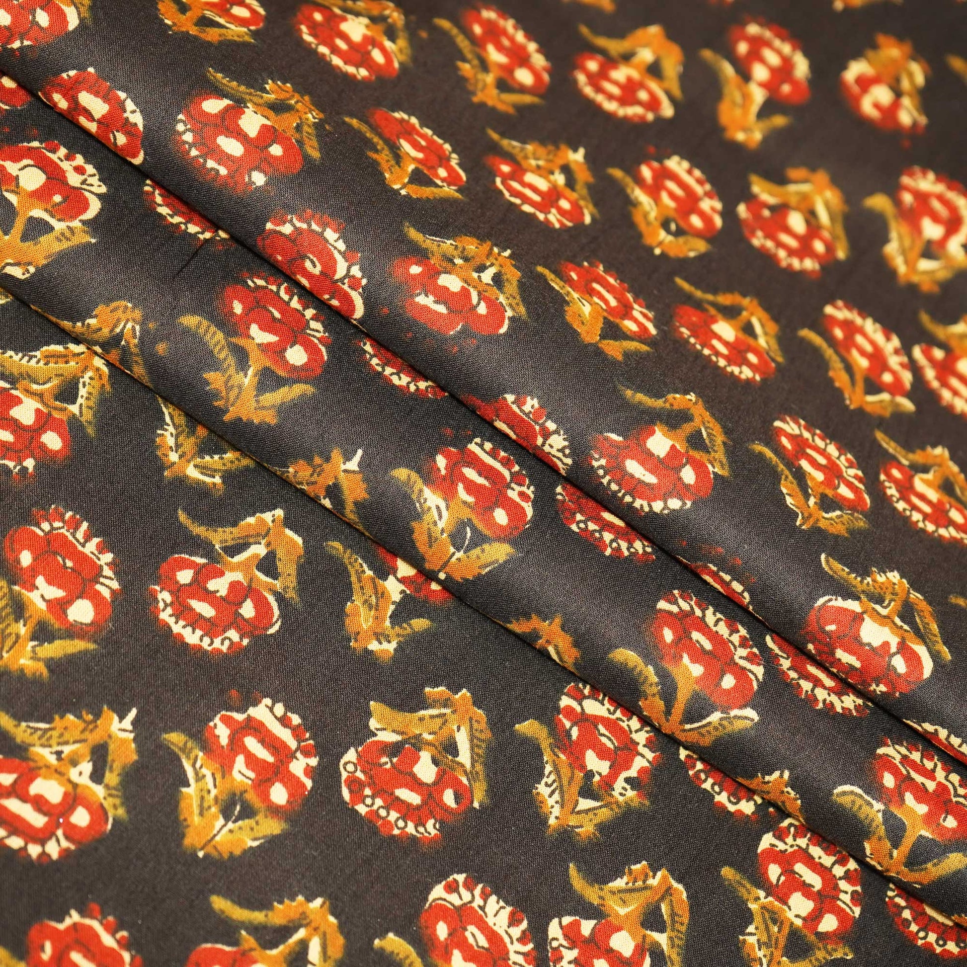 Black Ajrakh Print Cotton Fabric MFL-23715