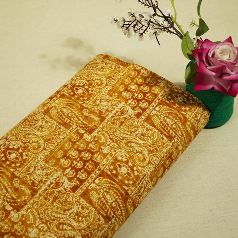 Mustard Paisley Print Cotton Fabric MFL-23726