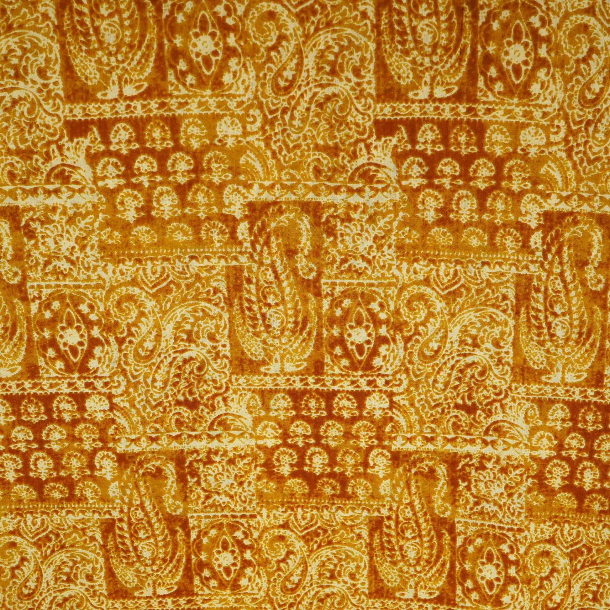 Mustard Paisley Print Cotton Fabric MFL-23726