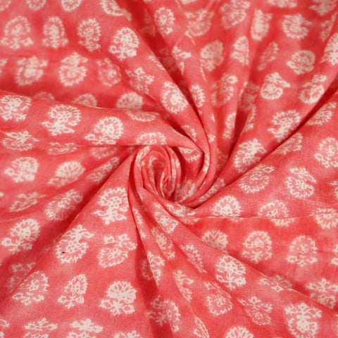 Pink Floral Print Cotton Fabric MFL-23728