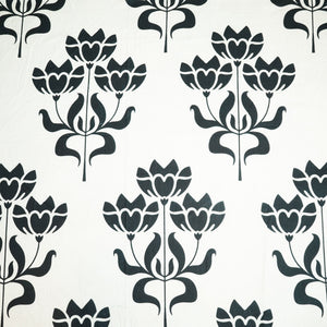 White & Black Tropical Print Cotton Fabric MFL-23730