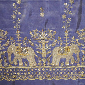 Purple Cutdana & Pearl Zari Embroidery Tissue Fabric AF-23744