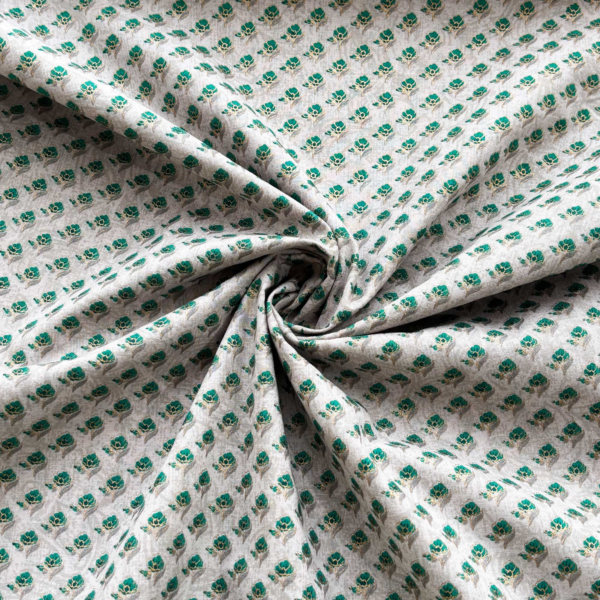 Grey Foil Print Cotton Fabric PB-23760