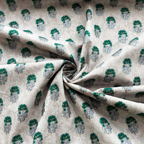 Grey Handblock Foil Print Cotton Fabric PB-23761