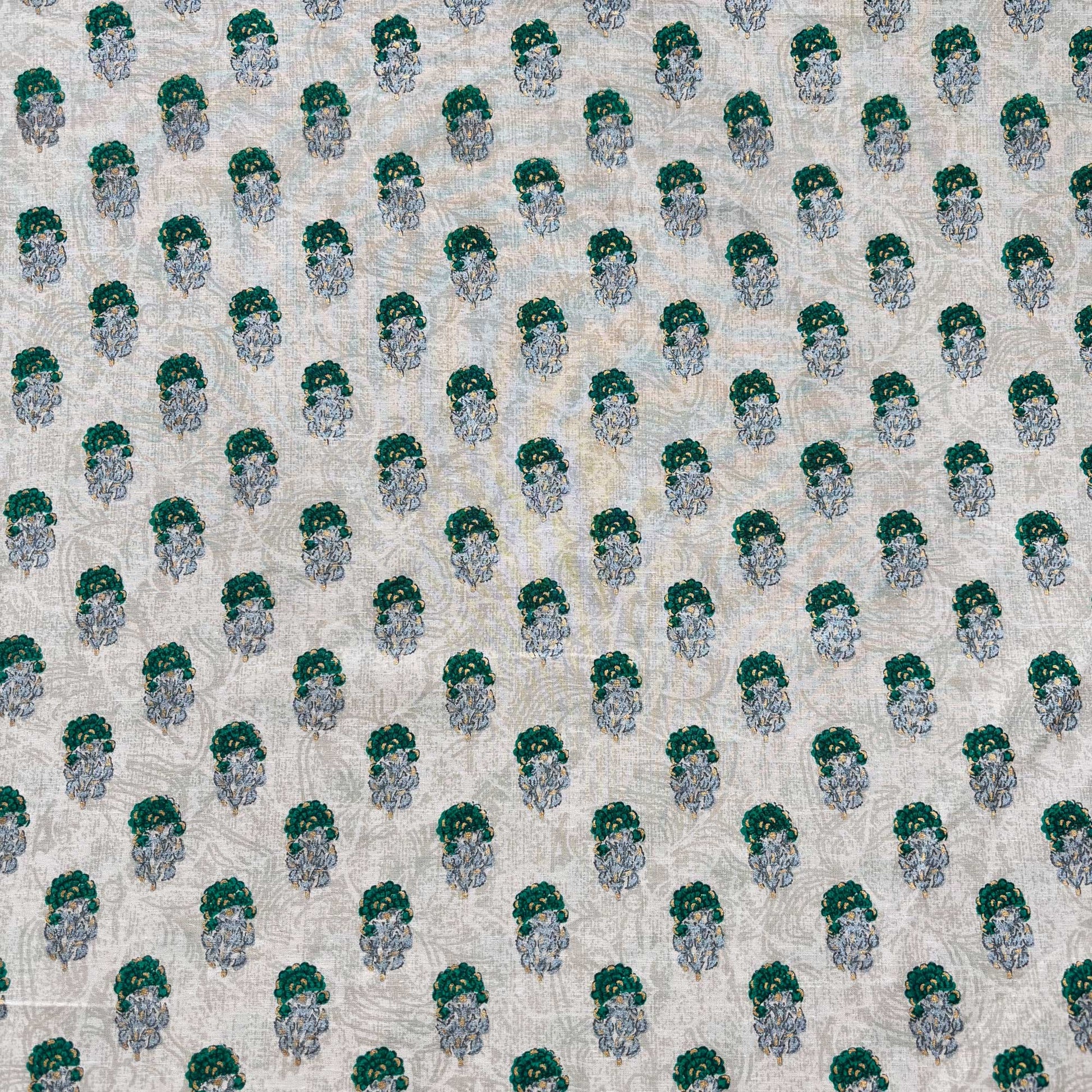 Grey Handblock Foil Print Cotton Fabric PB-23761