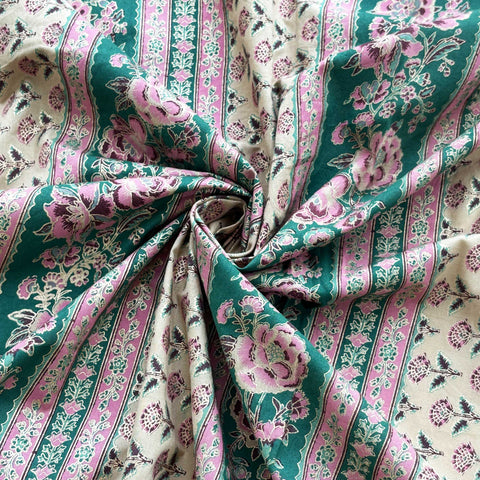 Dark Green Foil Print Cotton Fabric PB-23762