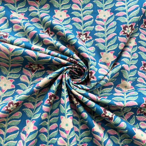 Blue Foil Print Cotton Fabric PB-23767