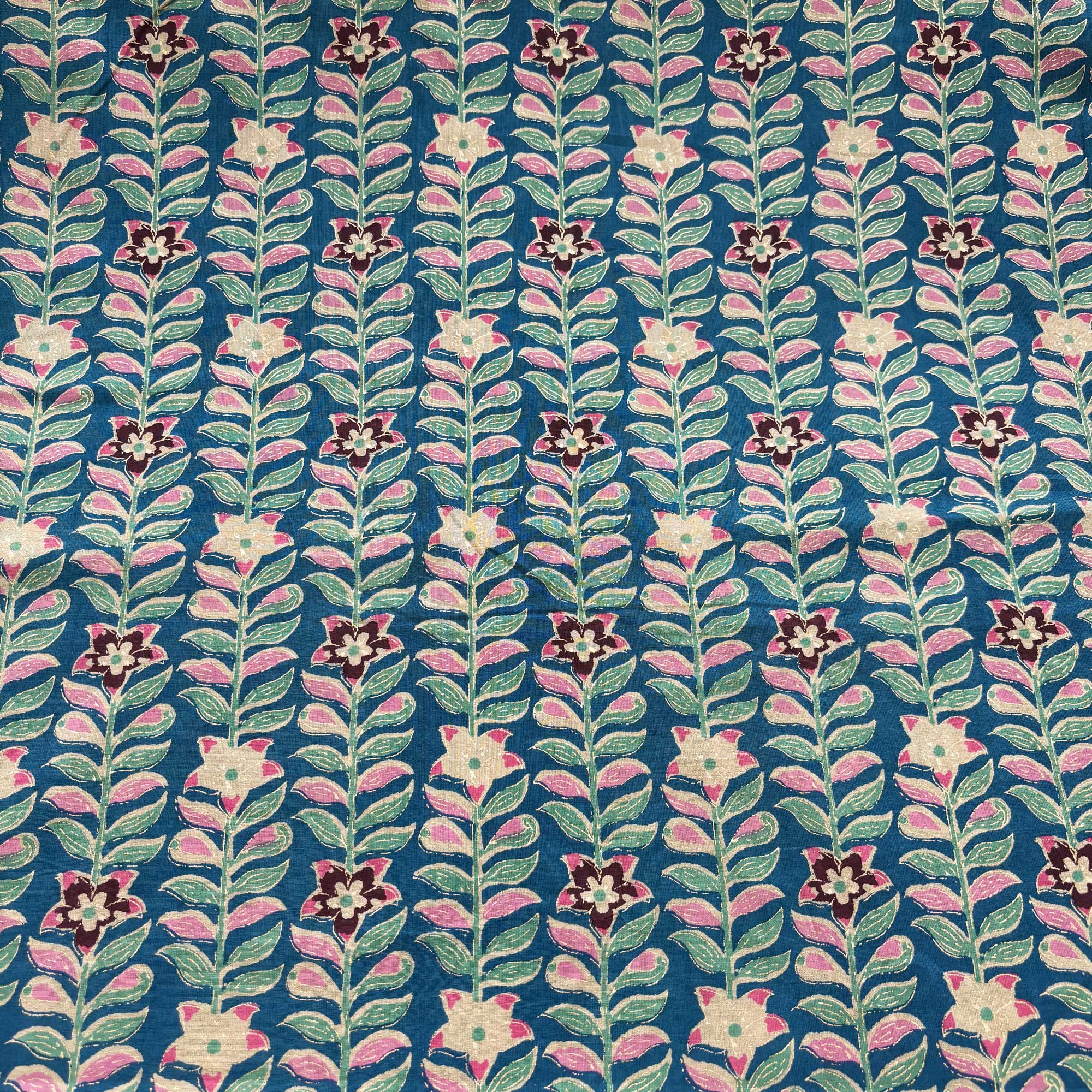 Blue Foil Print Cotton Fabric PB-23767