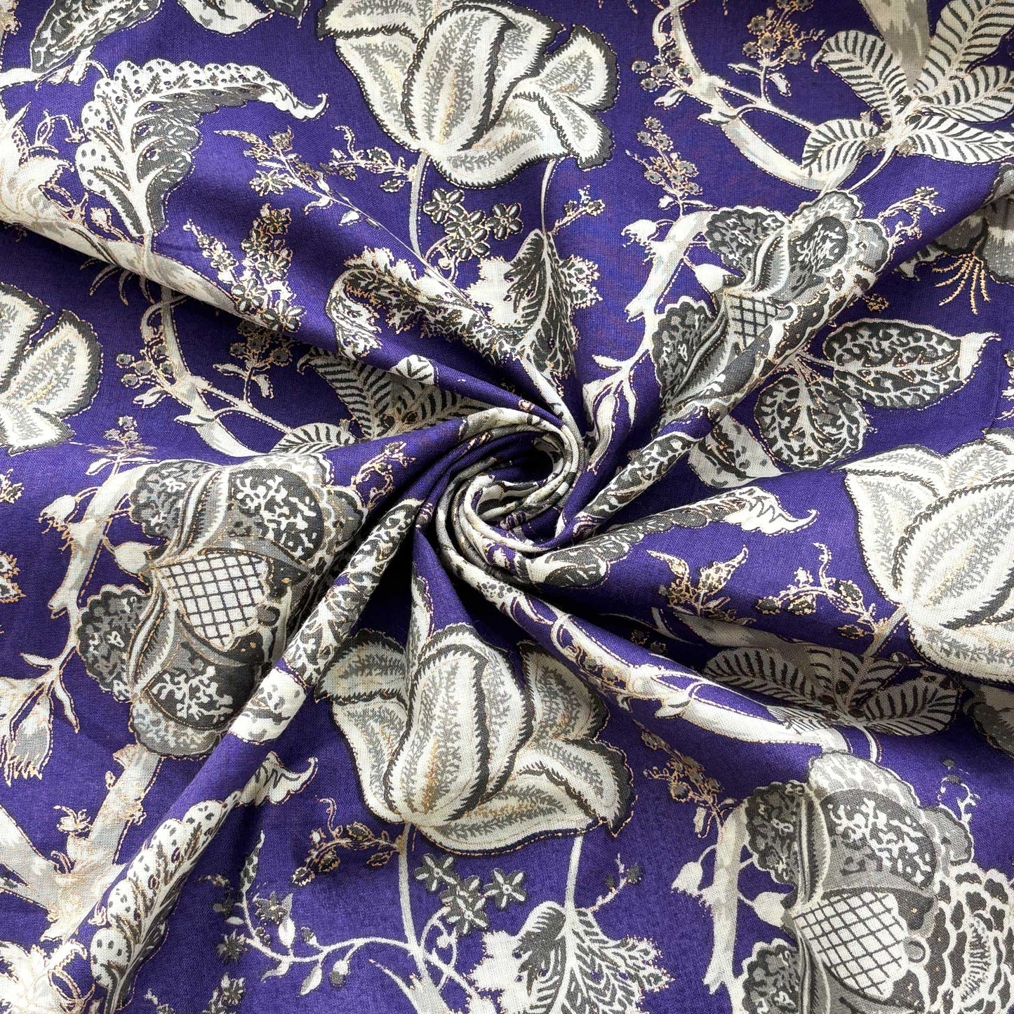 Purple Floral Print Cotton Fabric PB-23768