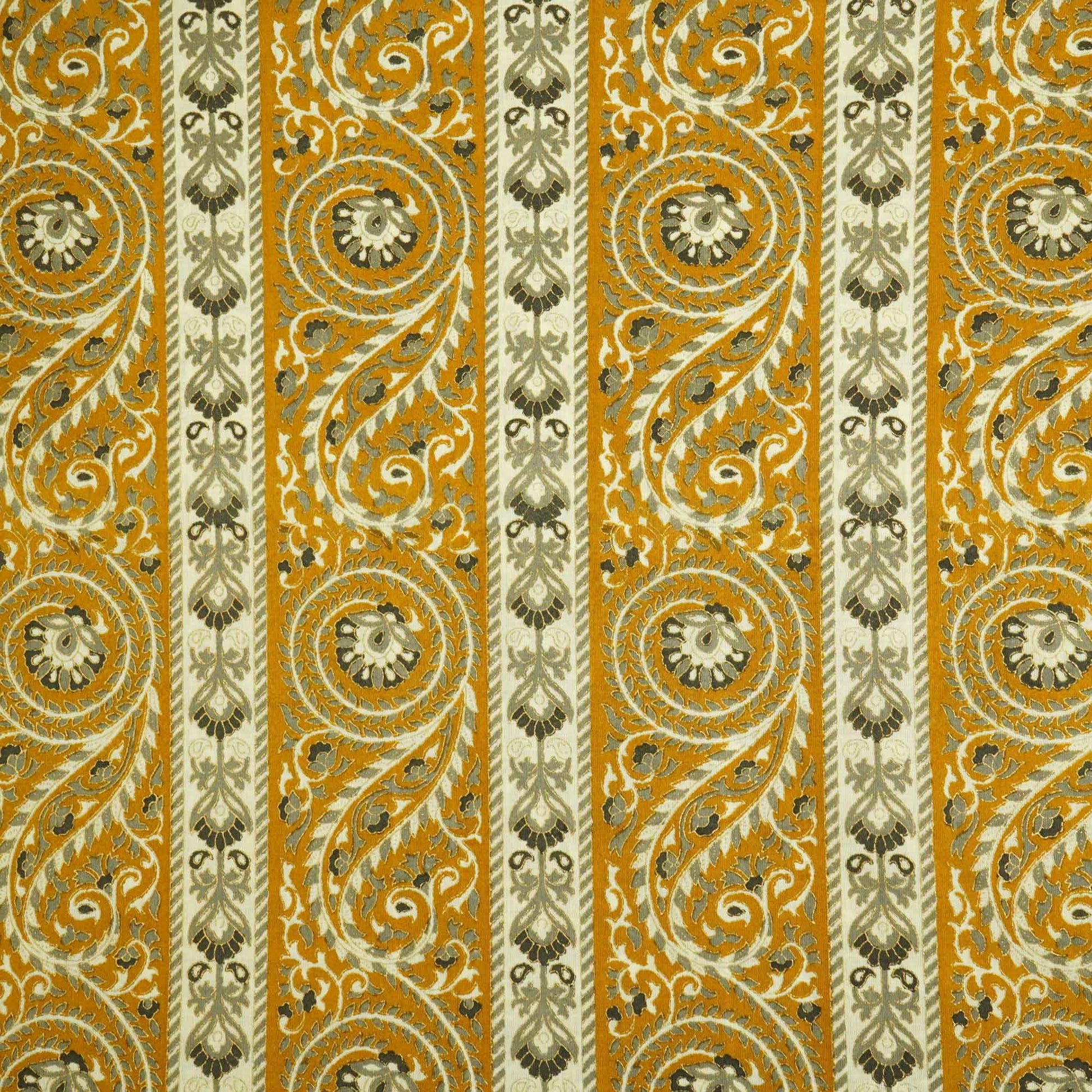 Mustard Floral Foil Print Cotton Fabric PB-23769