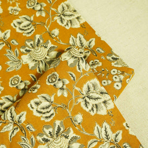 Mustard Foil Print Cotton Fabric PB-23770