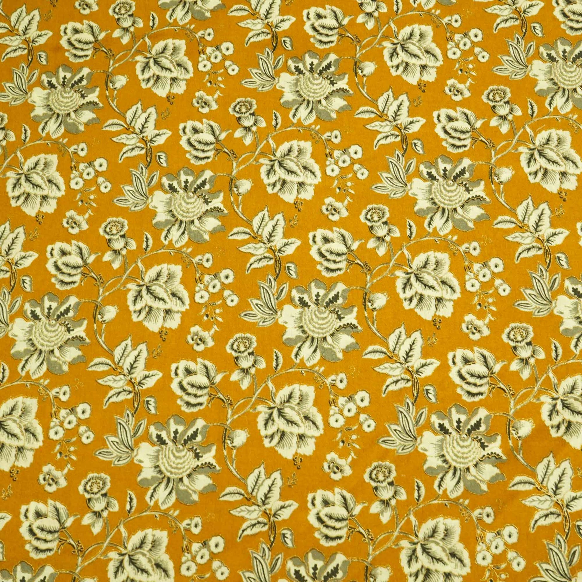 Mustard Foil Print Cotton Fabric PB-23770