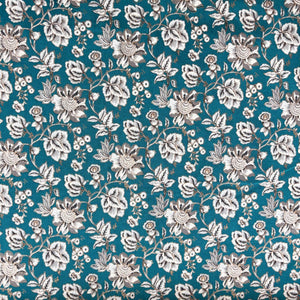 Green Floral Foil Print Cotton Fabric PB-23771