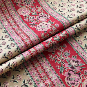 Red Floral Foil Print Cotton Fabric PB-23774