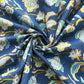 Blue Floral Foil Print  Cotton Fabric PB-23777