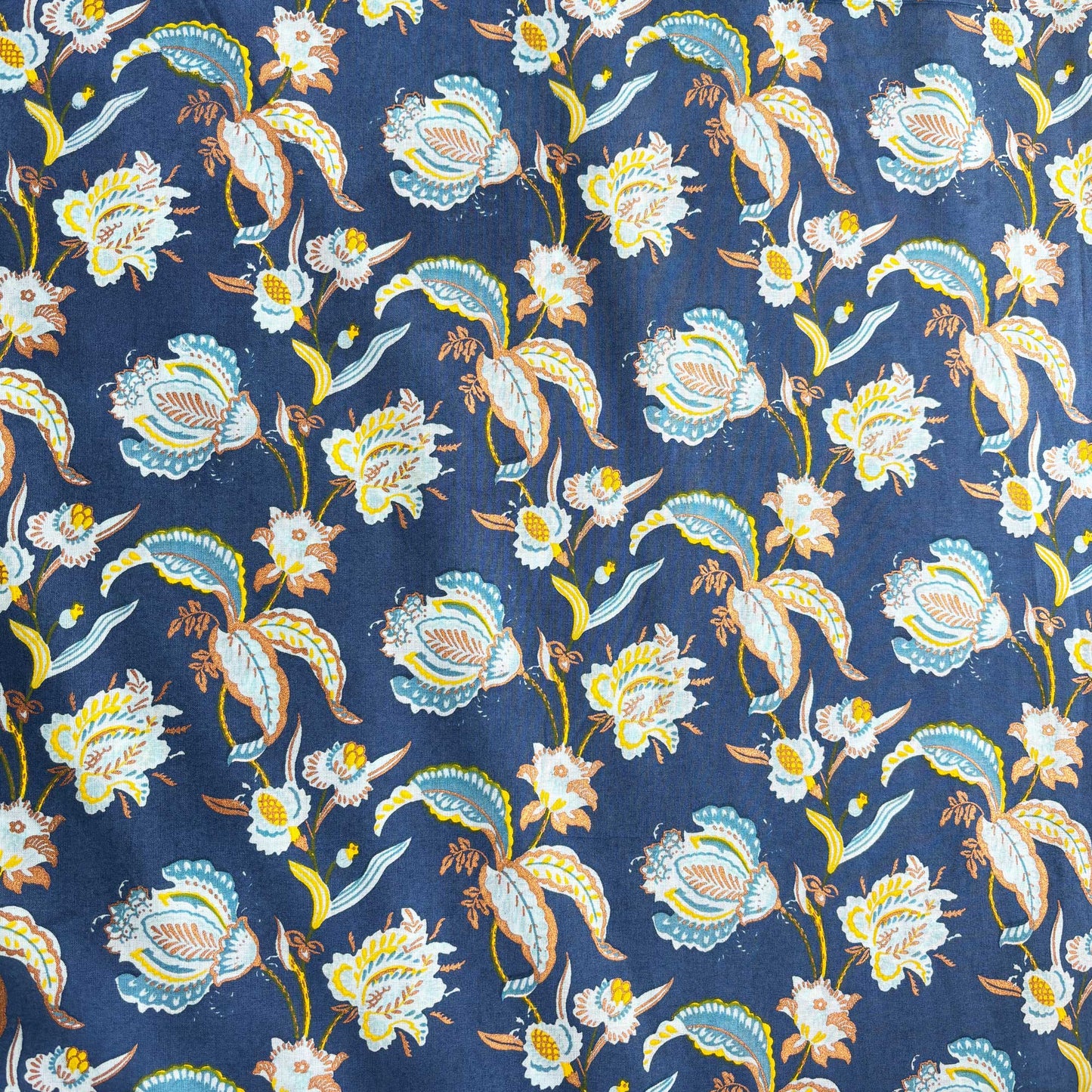 Blue Floral Foil Print  Cotton Fabric PB-23777