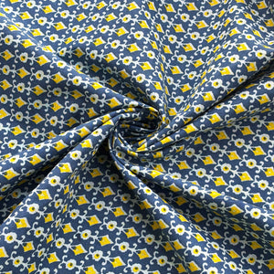 Blue Geometrical Print Cotton Fabric PB-23778