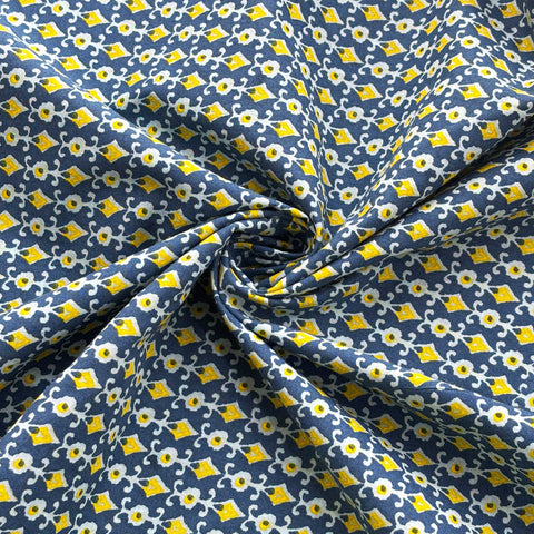 Blue Geometrical Print Cotton Fabric PB-23778