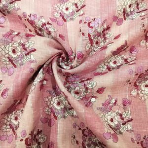 Pink Floral Print Lurex Cotton Fabric PB-23793