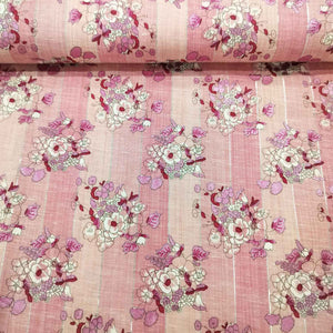 Pink Floral Print Lurex Cotton Fabric PB-23793