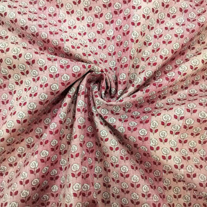 Pink Floral Print Lurex Cotton Fabric PB-23794
