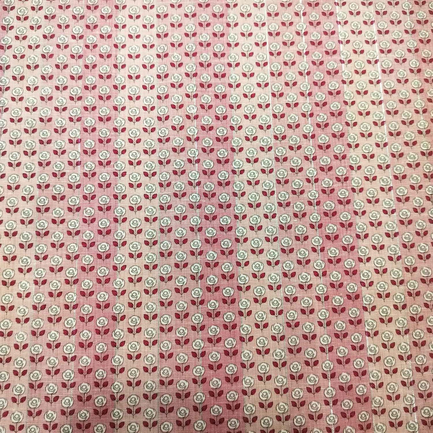 Pink Floral Print Lurex Cotton Fabric PB-23794