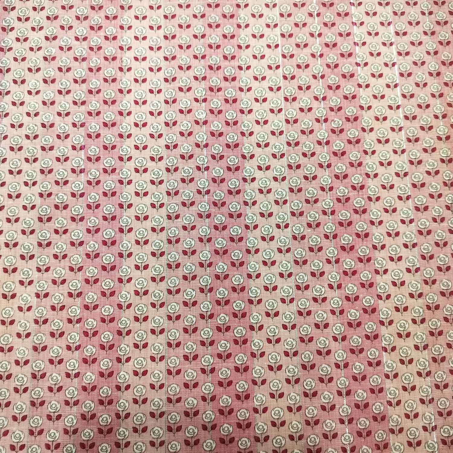 Pink Floral Print Lurex Cotton Fabric PB-23794