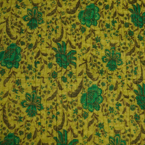 Green Floral Pintuck Cotton Fabric PB-23801