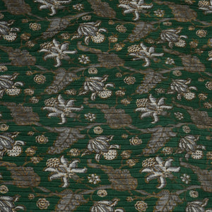 Dark Green Floral Pintuck Cotton Fabric PB-23803