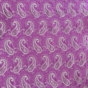 Purple Paisley Schiffli Embroidery Cotton Linen Fabric DVT-23808
