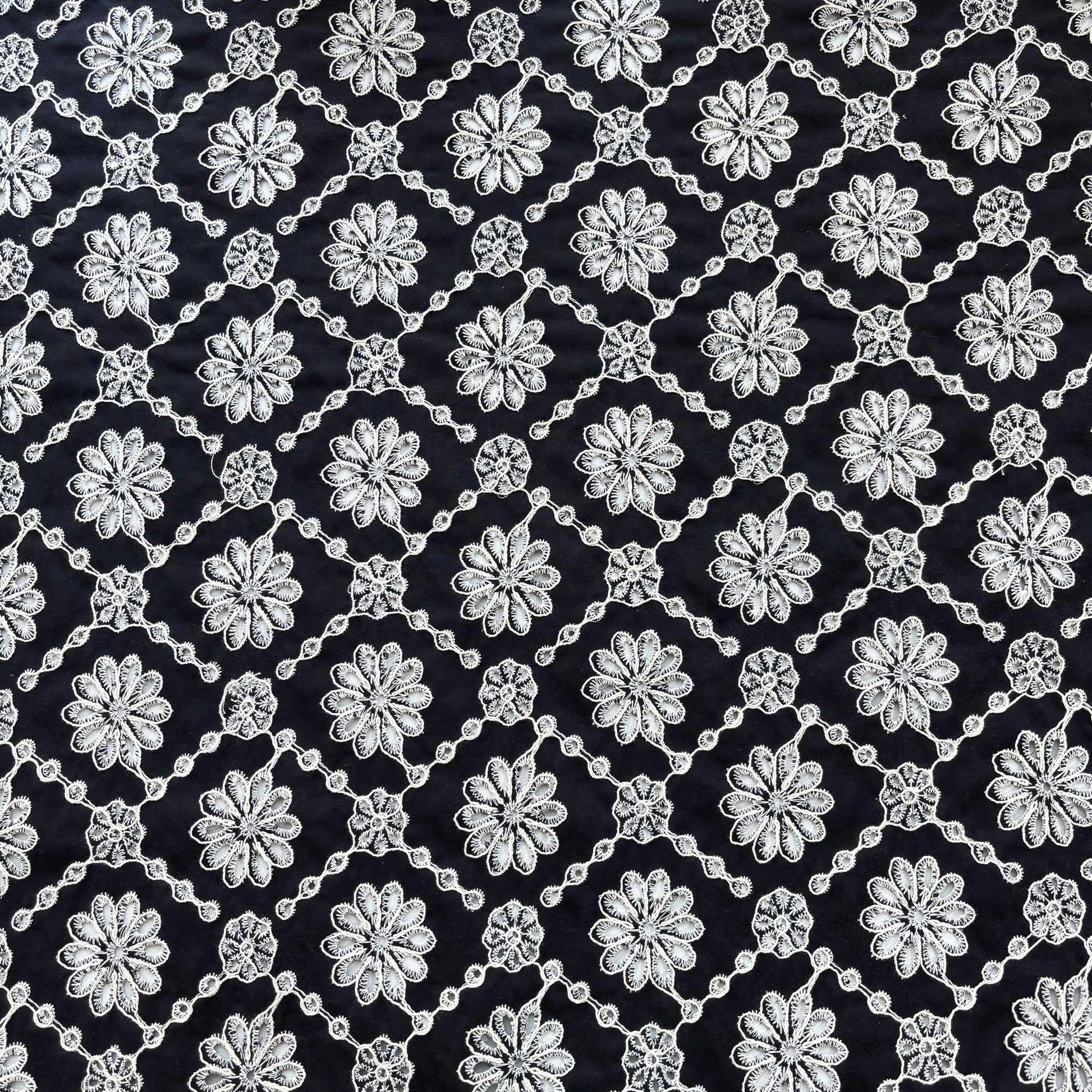 Black Schiffli Embroidery Cotton Fabric DVT-23816