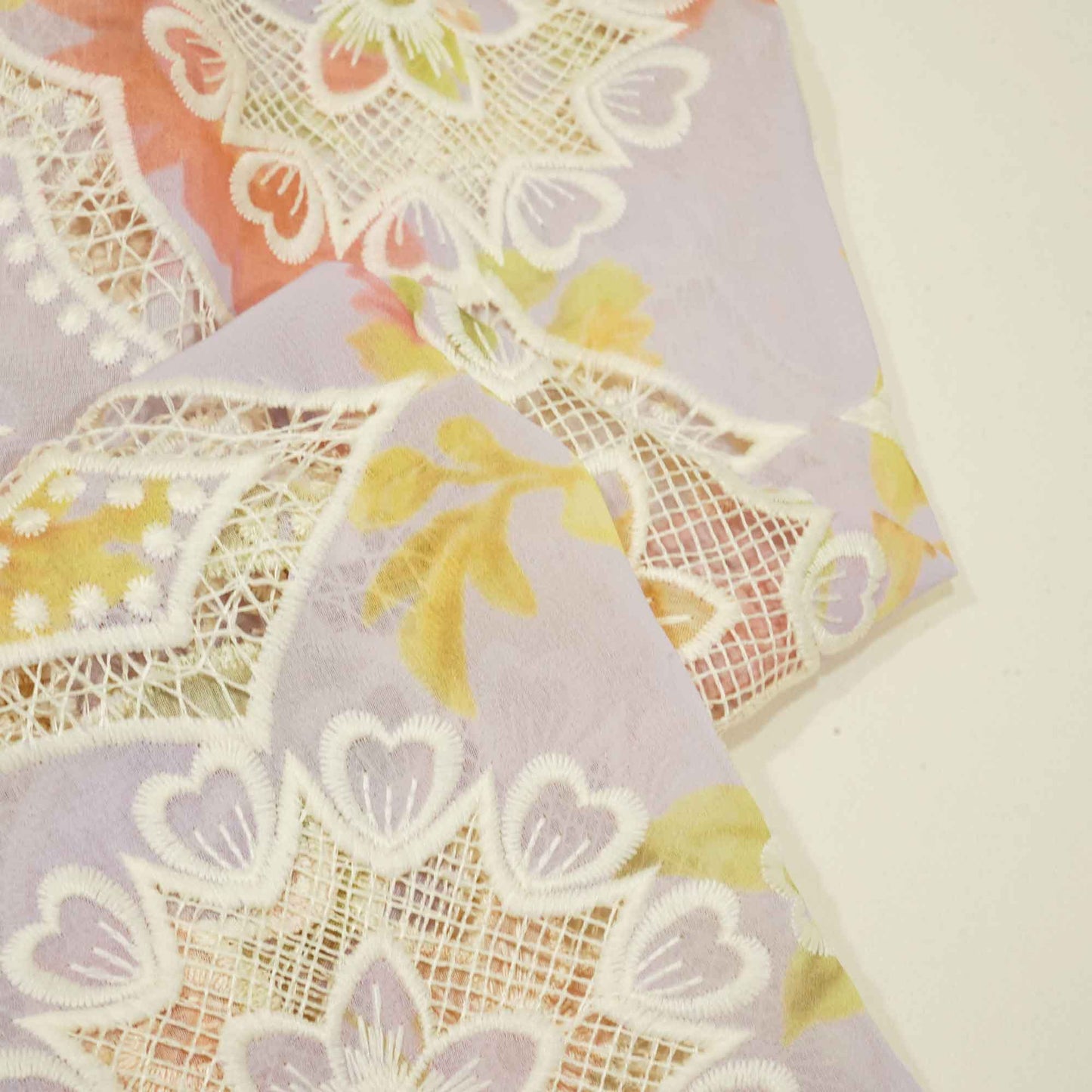 Lavender Floral Schiffli Embroidery Georgette Fabric DVT-23819