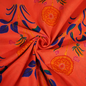 Peach Handblock Print Cotton Fabric 894 RI-23824