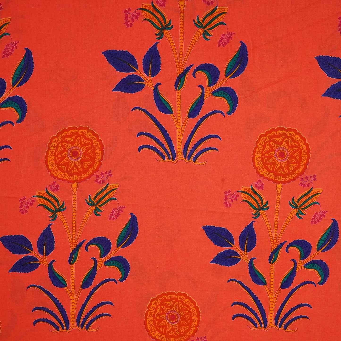 Peach Handblock Print Cotton Fabric 894 RI-23824